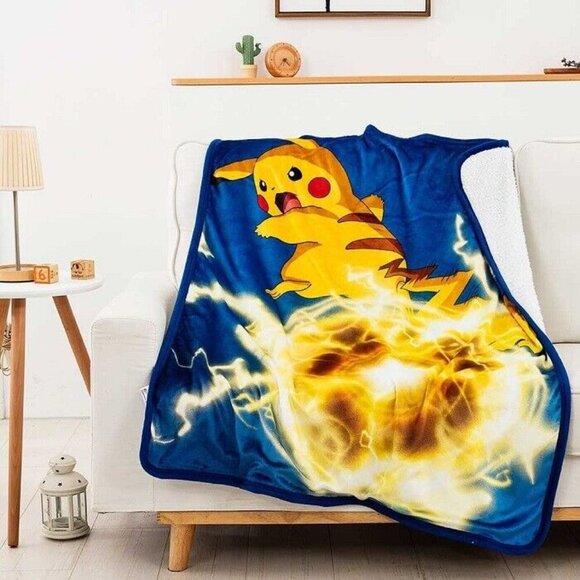 Nintendo Other - New Pikachu Shock Fleece Throw Gift Blanket Sherpa Pokemon Go Nintendo SOFT NIP